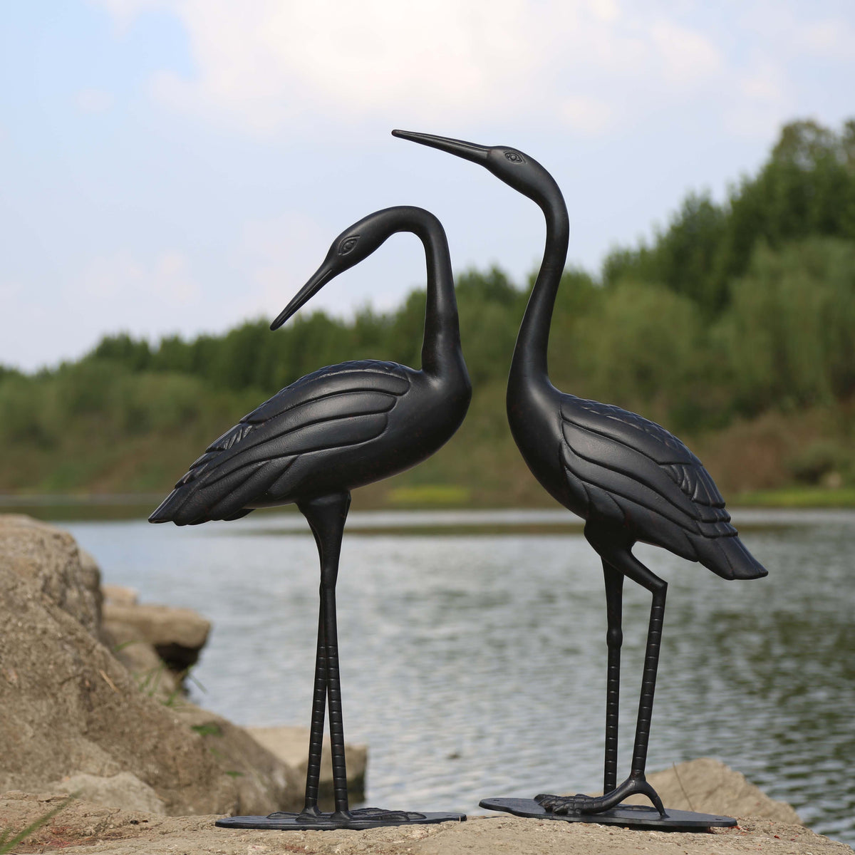 Kraanvogel Paar - Antiek Brons