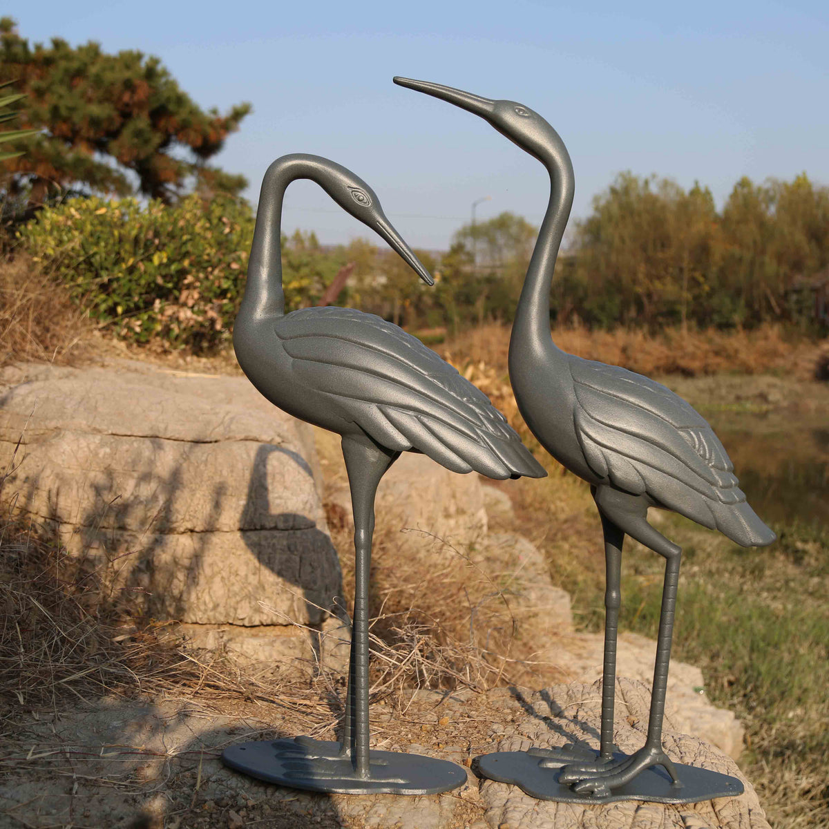Kraanvogel Paar - Leigrijs