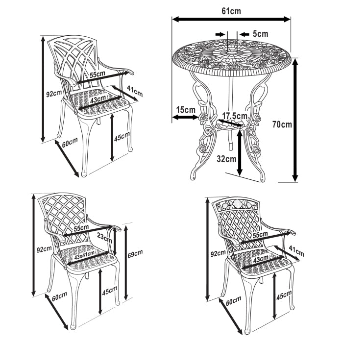 London rose bistro tuinset (2 zitz)