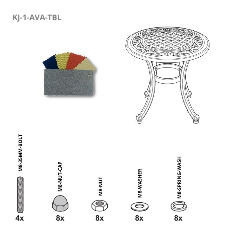 Set of Fixings for Ava Table Kingjoy SL