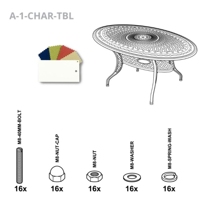 Set of Fixings for Charlotte Table Abest WH