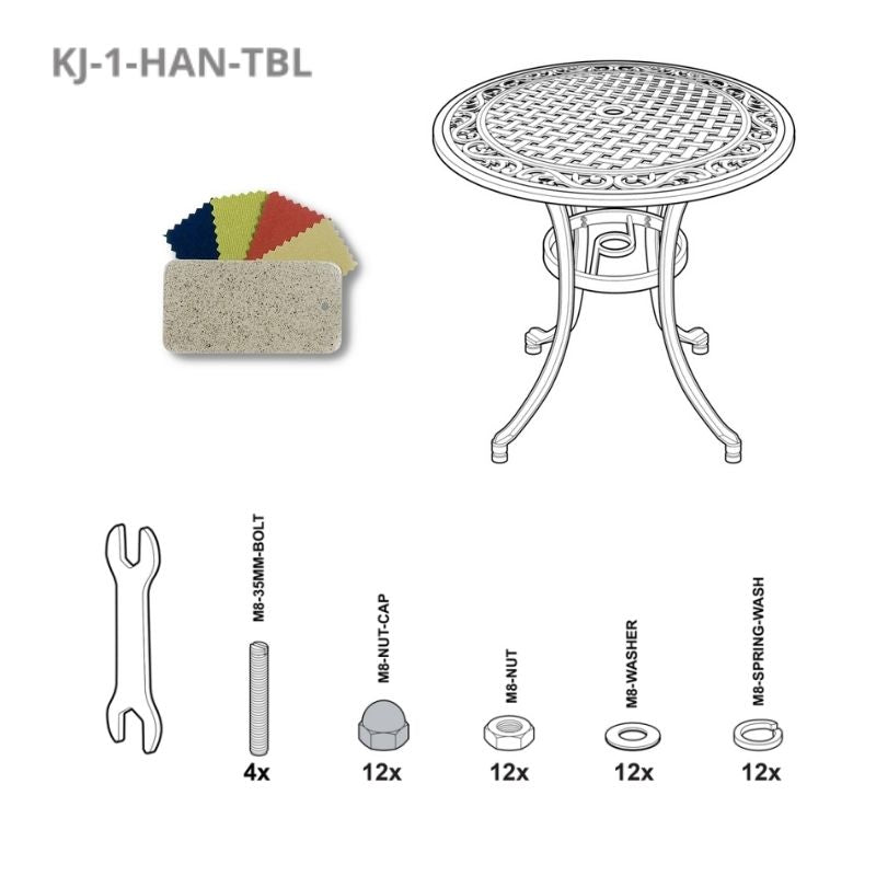 Set of Fixings for Hannah Table Kingjoy SS