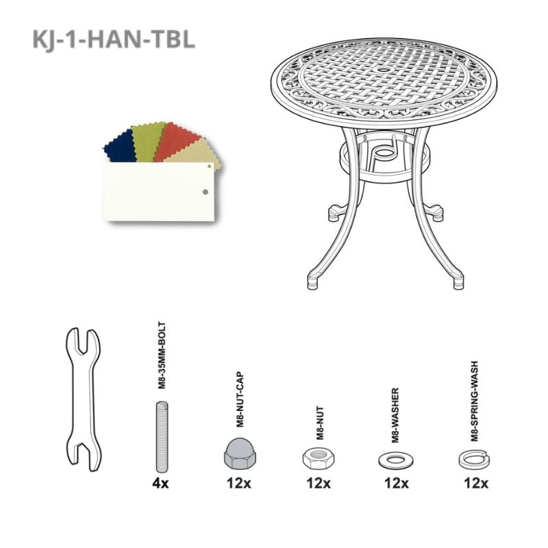 Set of Fixings for Hannah Table Kingjoy WH