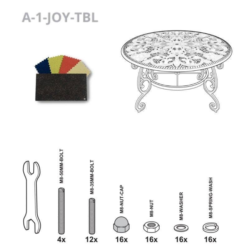 Set of Fixings for Joyce Table Abest AB