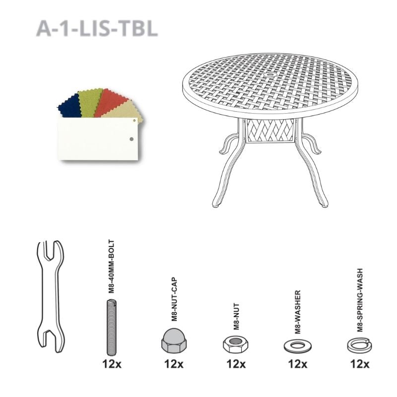 Set of Fixings for Lisa Table Abest WH