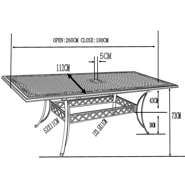 Jennifer tuintafel (10 persoons set)
