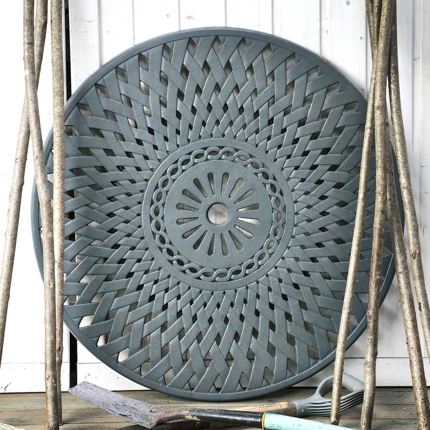 Wit Traliewerk Draaiplateau 90 cm - Leigrijs