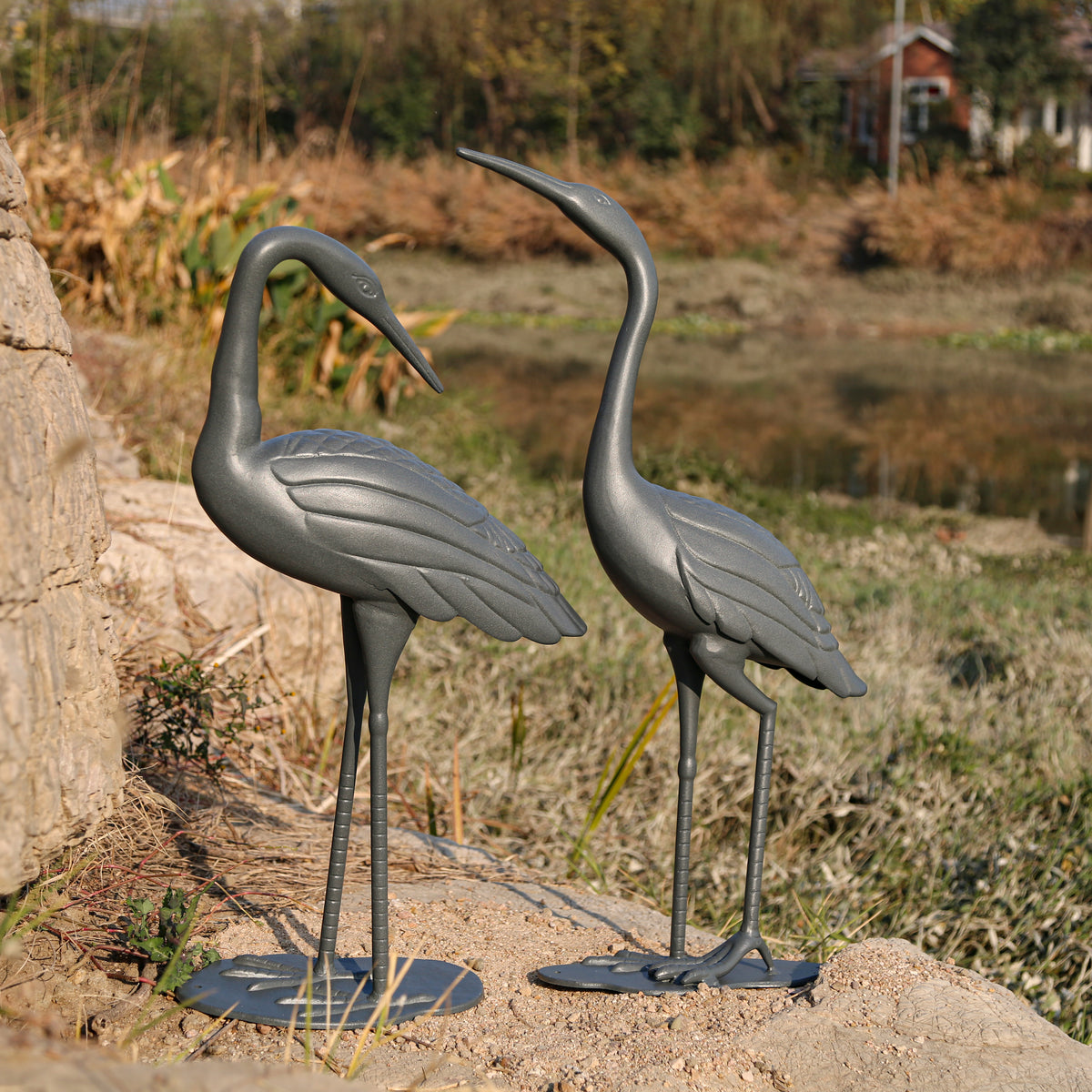 Kraanvogel Paar - Leigrijs