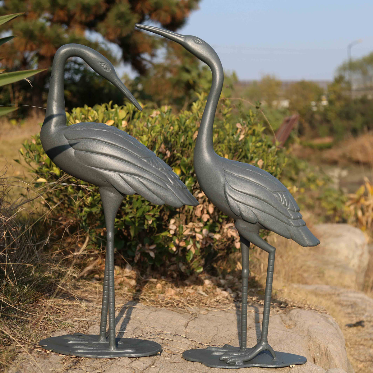 Kraanvogel Paar - Leigrijs