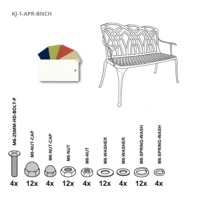 Set of Fixings for April Bench Kingjoy WH