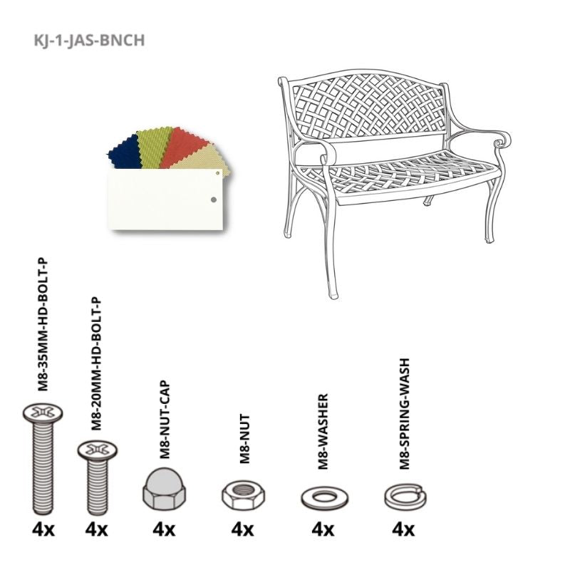 Set of Fixings for Jasmine Bench Kingjoy WH