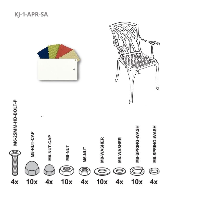 Set of Fixings for April / Rose / Emma Chair Kingjoy WH
