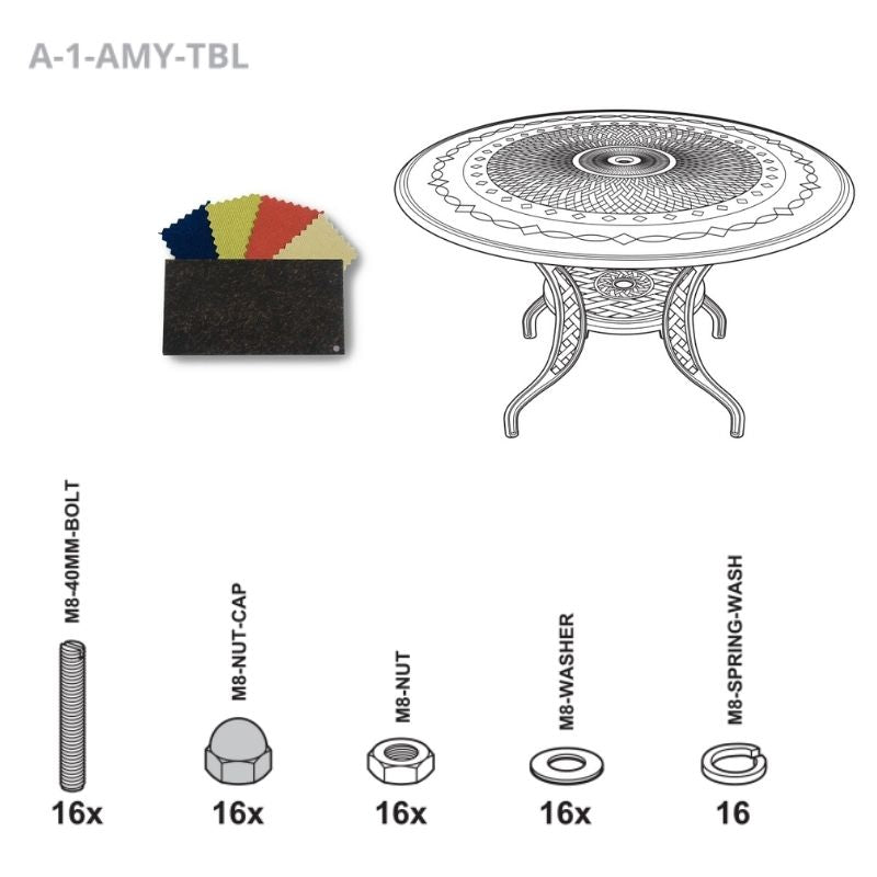 Set of Fixings for Amy Table Abest AB