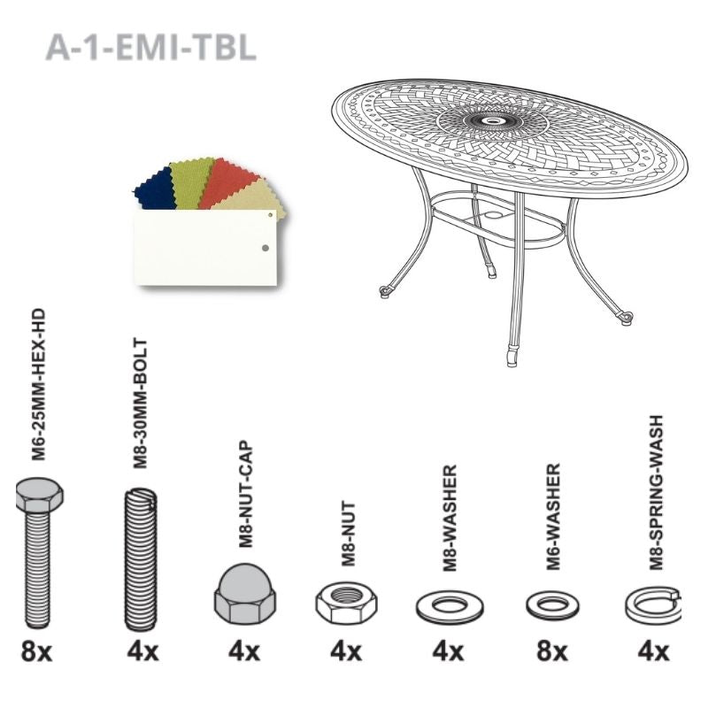 Set of Fixings for Emily Table Abest - Slate