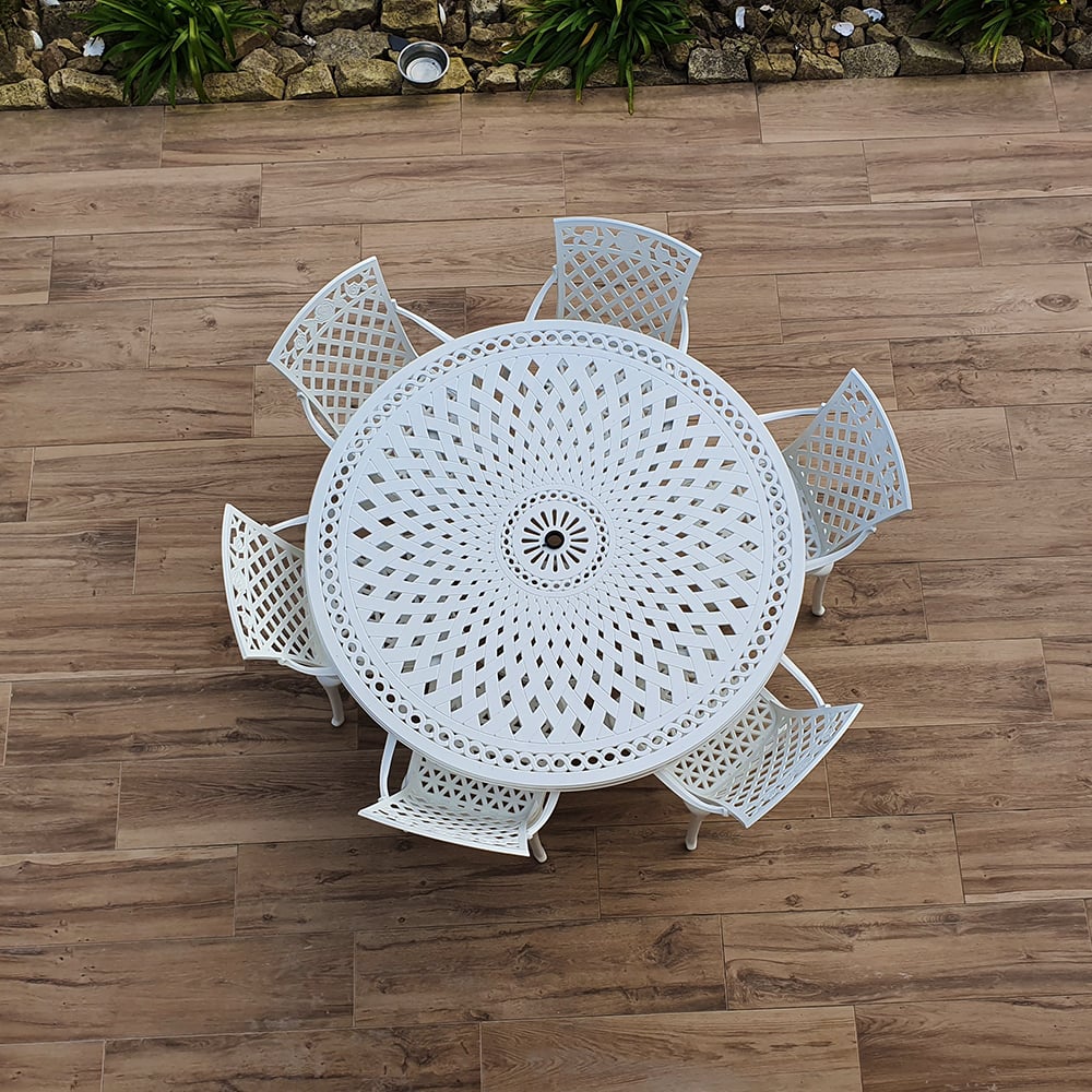 FRANCES 150cm Ronde Tuintafel van aluminium