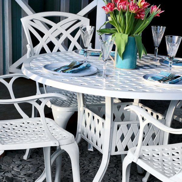 White 4 seater aluminium garden furniture set 4