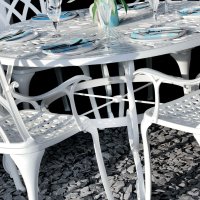 Voorvertoning: White 135cm Metal Garden table set 1