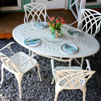Voorvertoning: White 4 seater Oval Garden Table Set 24
