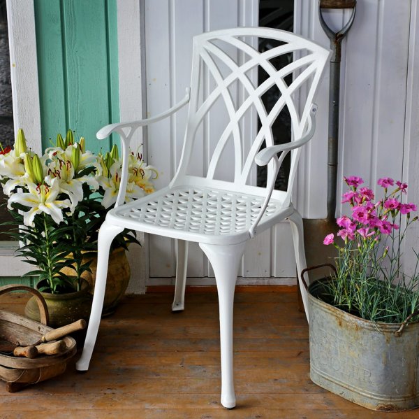 White_April_Self_Assembly_Metal_Garden_Chair 1