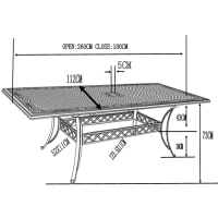 Voorvertoning: Large extension weatherproof dining garden table aluminium dimensions